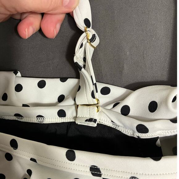 New Look Swim Suit Women's 1Pc UK18 Black White Polka Dot Bra Convertible Top - Picture 7 of 8